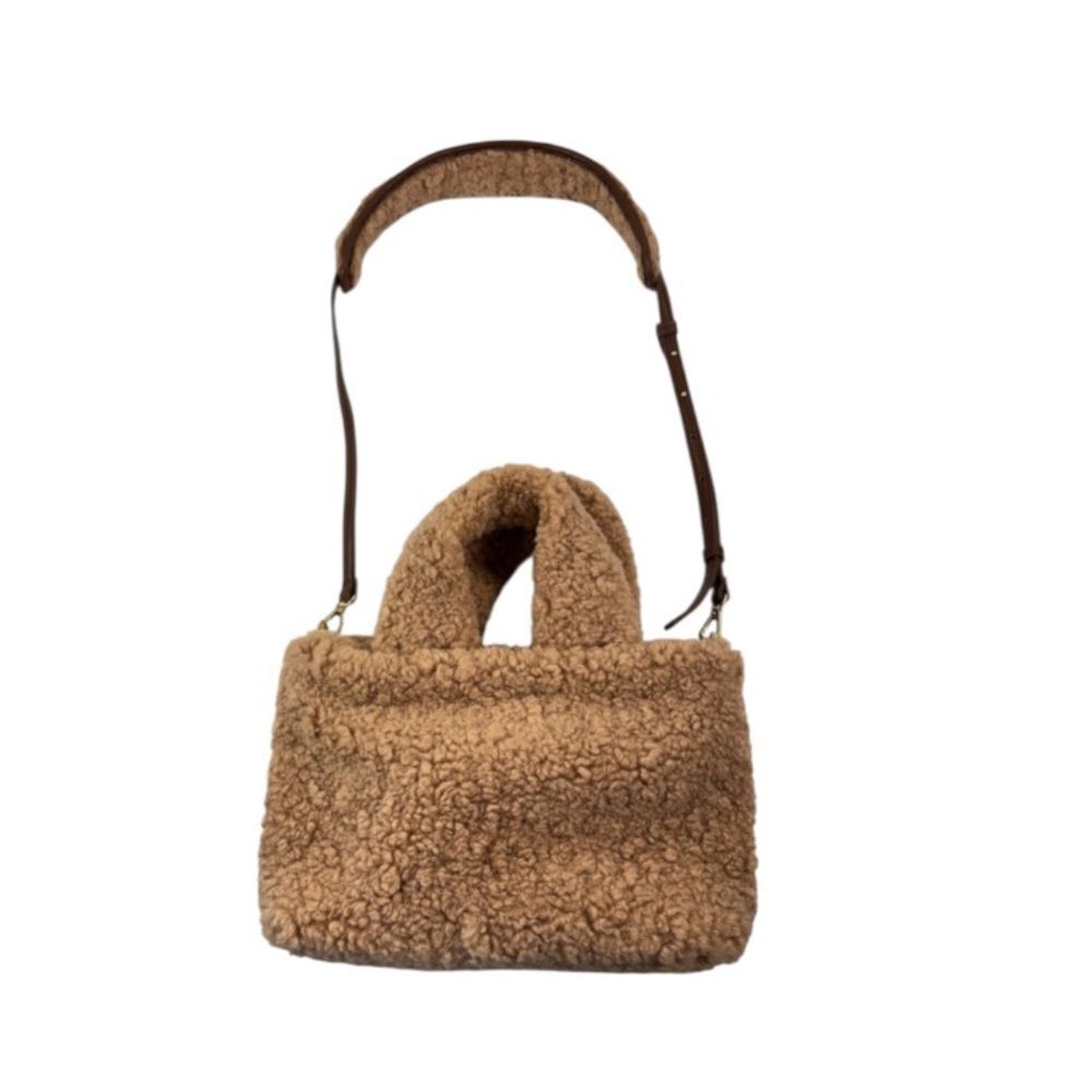 Laundry by Shelli Segal Tan Sherpa Tote or Crossbody Bag Soft Teddy Bear Soft